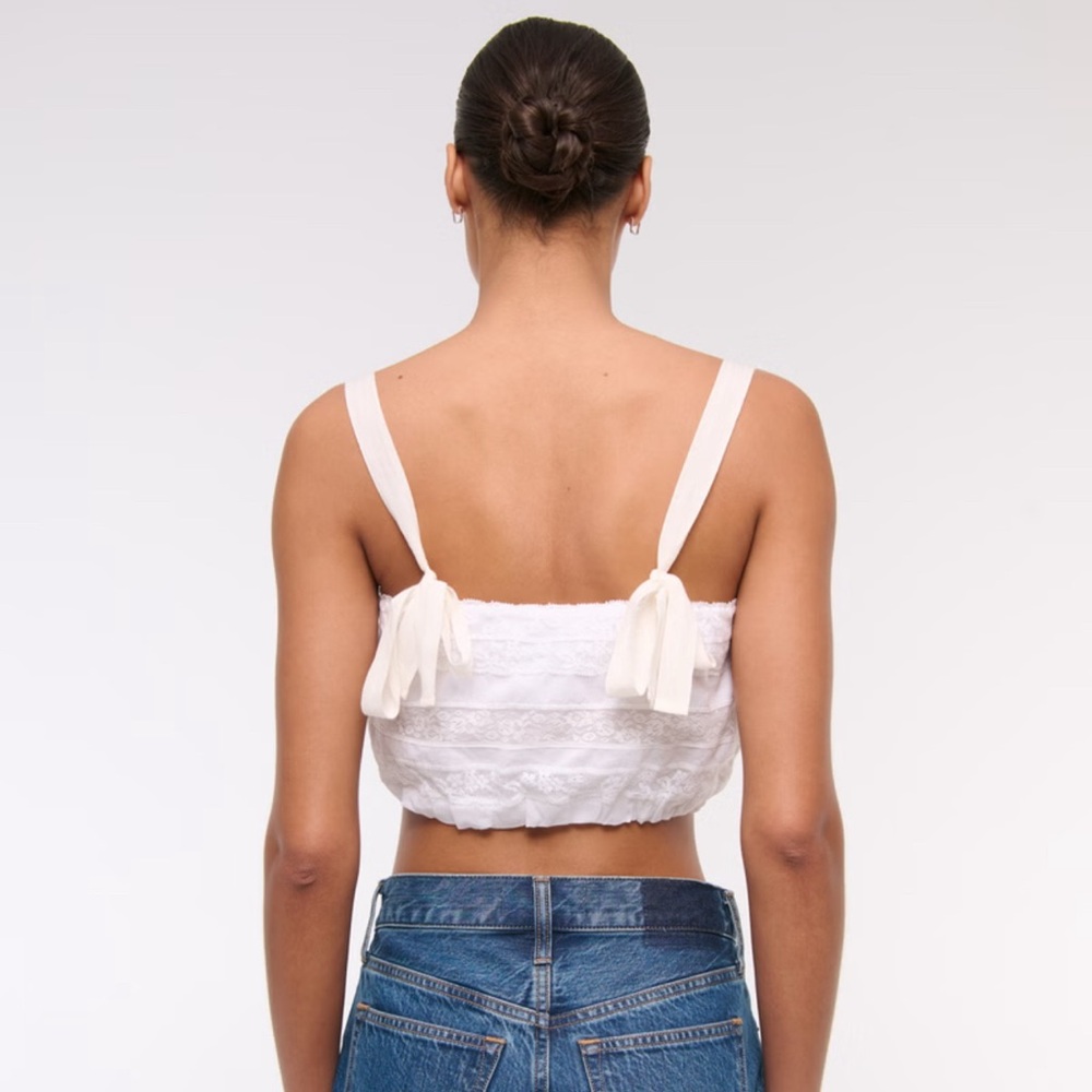 Abercrombie & Fitch white bubble lace crop top